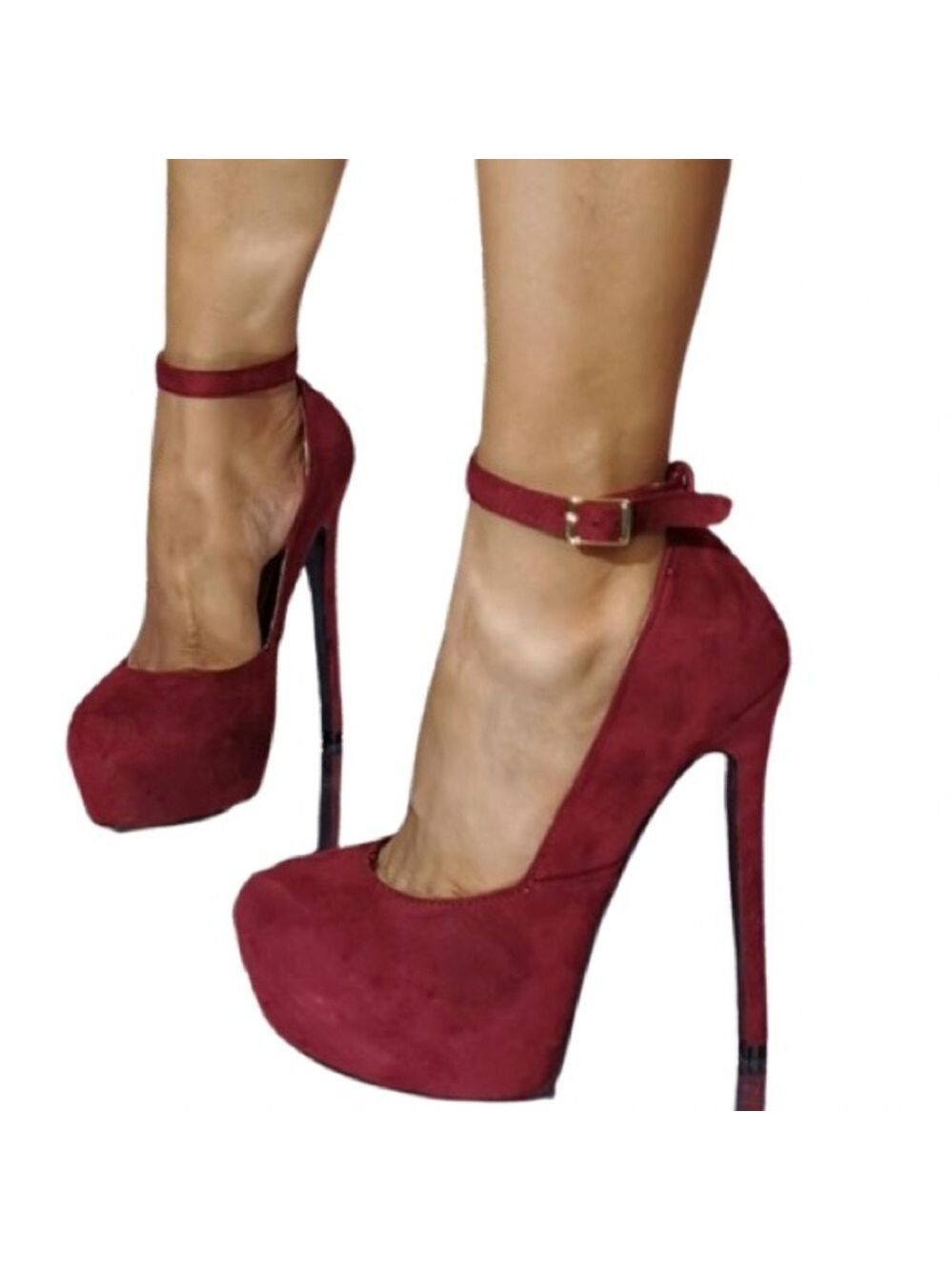 Women’s Wild Diva Faux Suede Burgundy Ultrahigh Platform Heels Size 8.5 US!